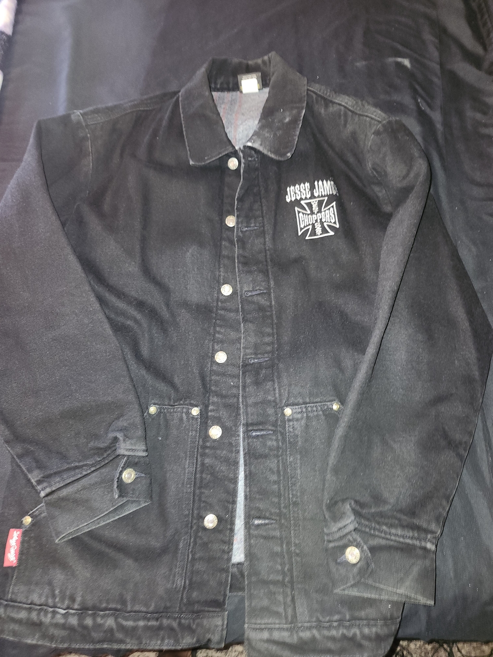 Black Jesse James West Coast Choppers Men's Denim Jacket Size M